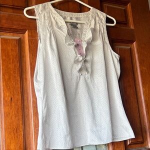 Ann Taylor Gray Sleeveless Ruffle Blouse